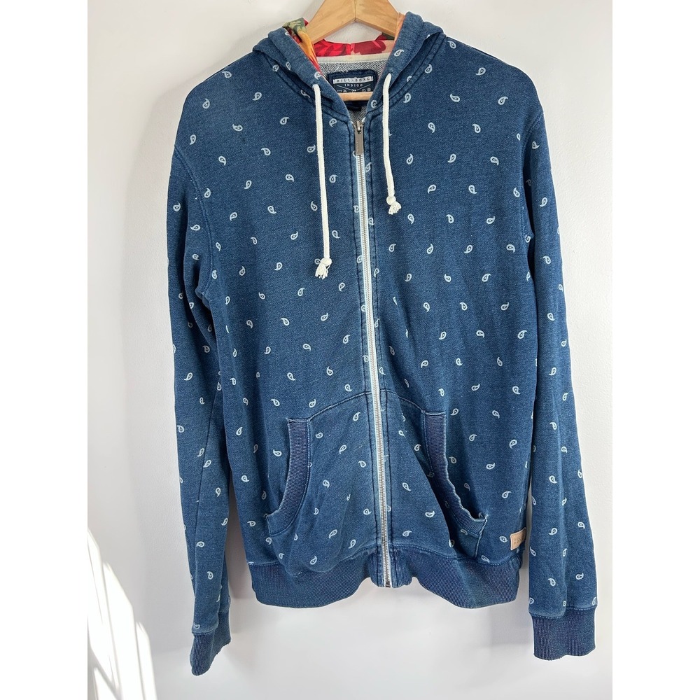 Y2K Billabong Indigo Collection Mens Paisley Zip Up Hoodie Blue Sz Retro True OG